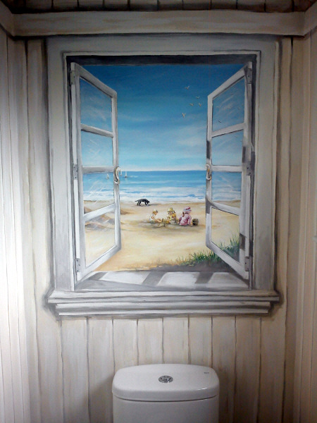 beach hut mural
