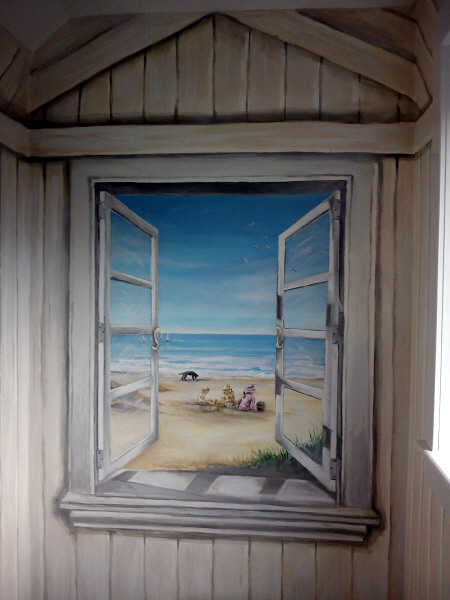 beach hut mural