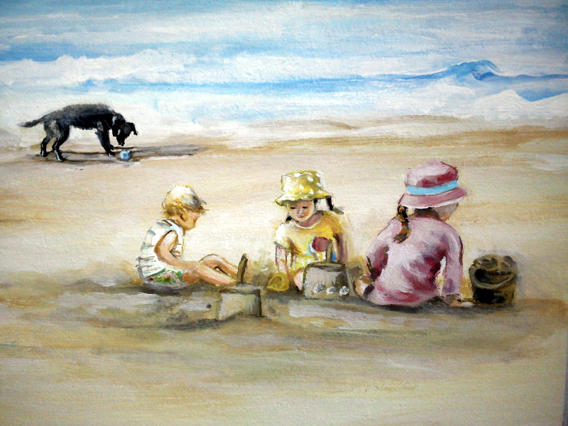 beach hut mural