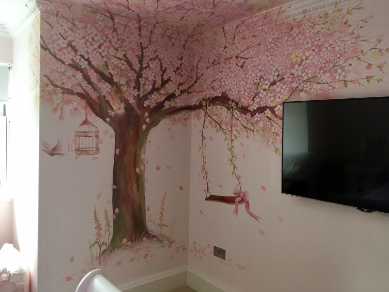 cherry blossom mural