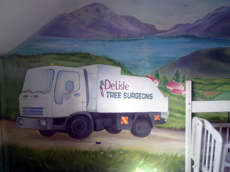 fire engines lorries mural
