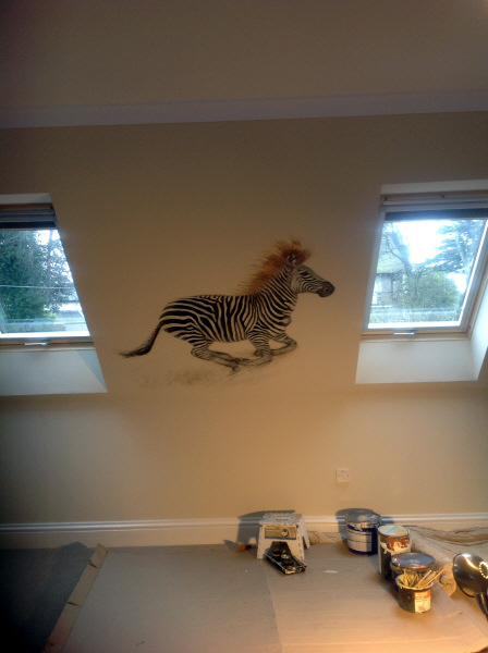 zebras mural
